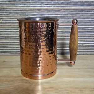 Copper 160z Hammered Mug with wood handle. Made In India.